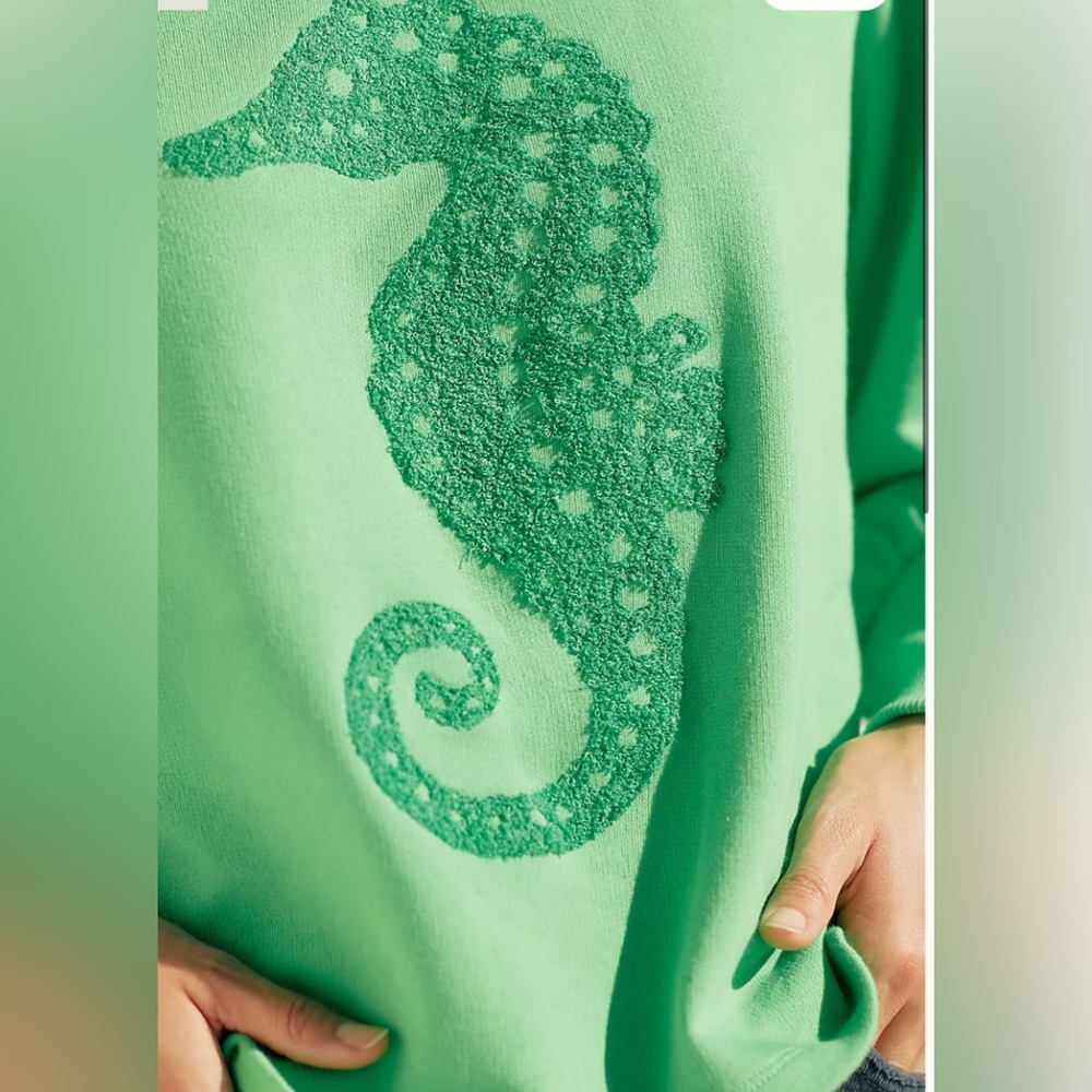 💚🐚 Maeve Seahorse Tufted Sweatshirt 🐚🩵 - Picture 5 of 14